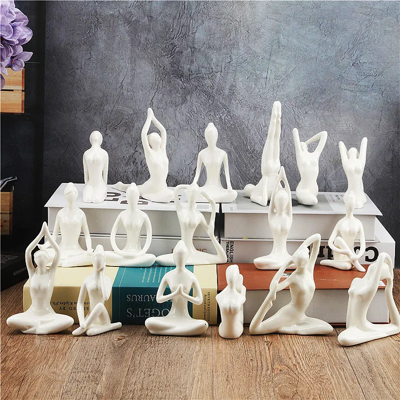 Abstract Ceramic Yoga Poses Figurine