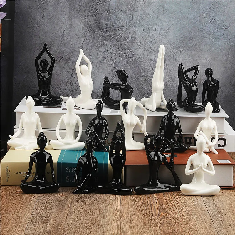 Abstract Ceramic Yoga Poses Figurine