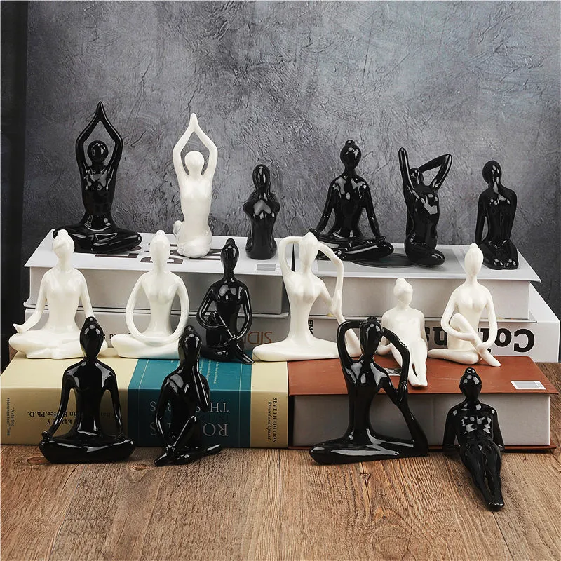 Abstract Ceramic Yoga Poses Figurine