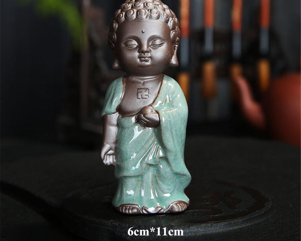 Glazed Ceramic Little Monk Figurine