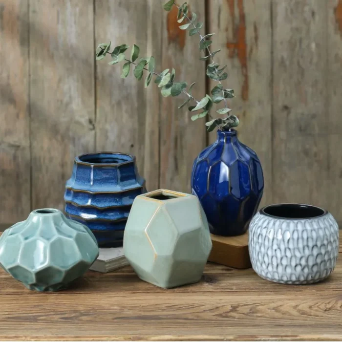 Scandinavian Blue Ceramic Vase Decor