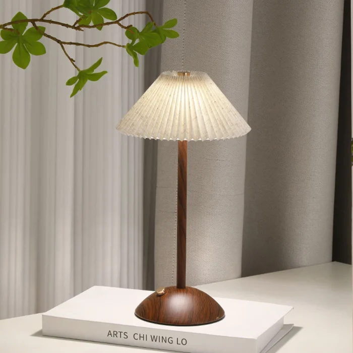 Portable LED Desk Lamp with Wood Base