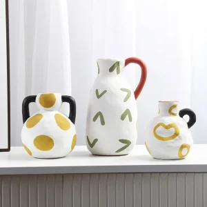 Painted Ceramic Vase with Handle