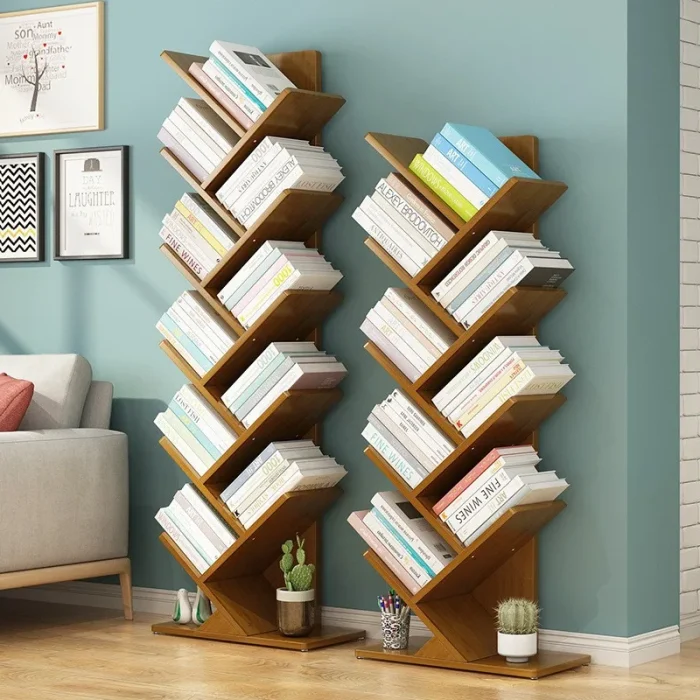 Solid Wood Floor-to-Ceiling Bookshelf