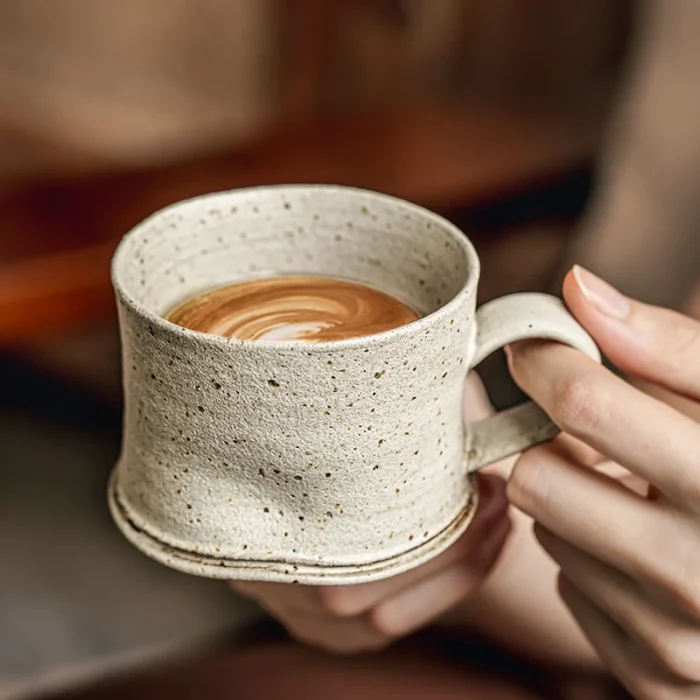 Handmade Rough Pottery Latte Coffee Cup