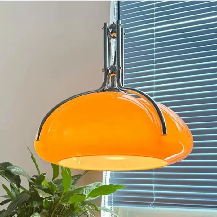 Bauhaus Vintage Orange Pumpkin Pendant Light