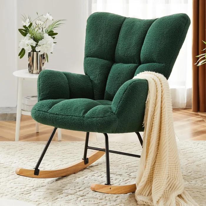 Modern Upholstered Nursery Rocking Chair