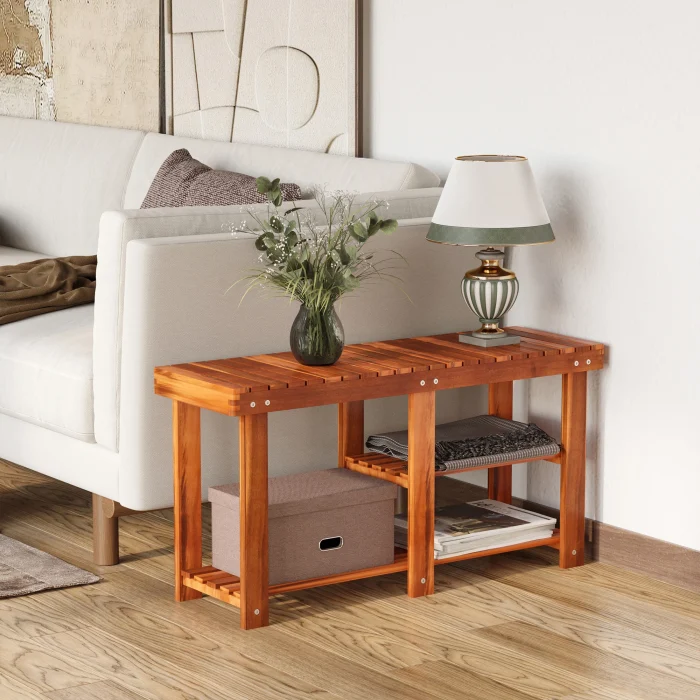 3-Tier Acacia Wood Shoe Storage Bench