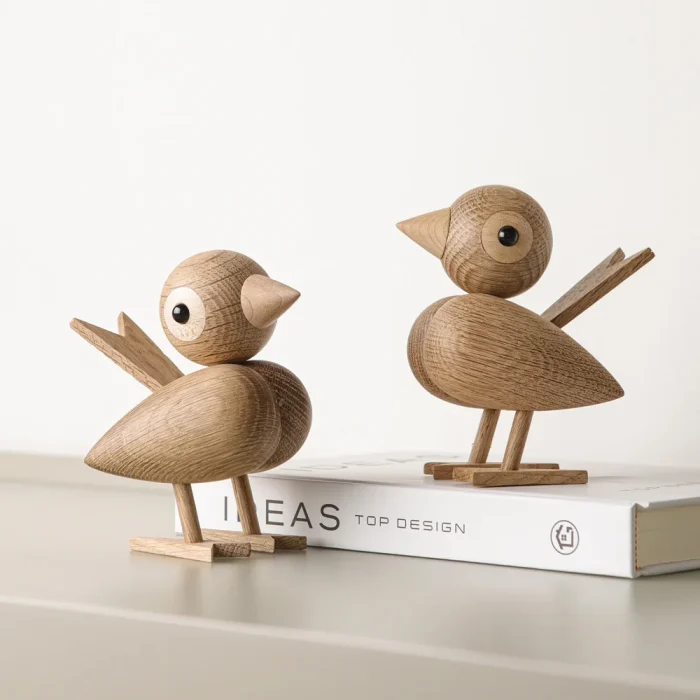 Nordic Oak Sparrow Wooden Figurine