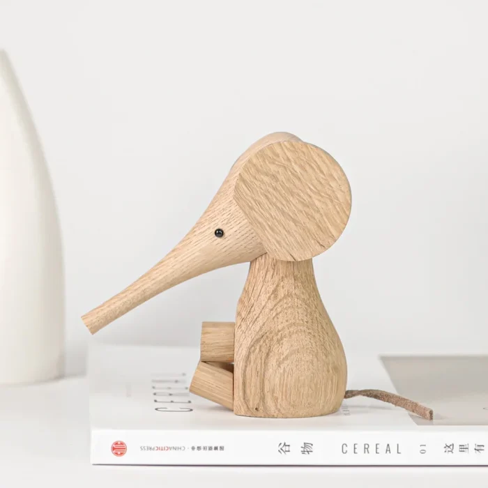 Nordic Wooden Elephant Figurine Decor