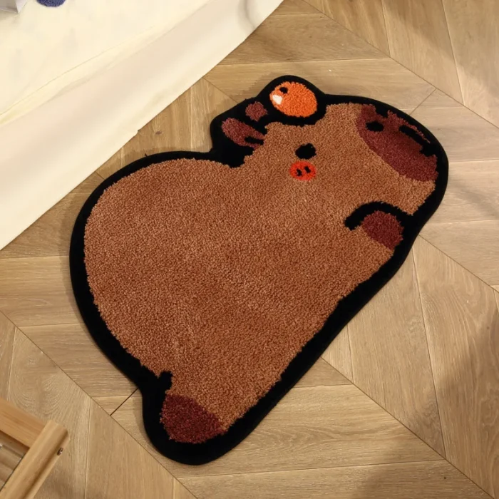 Tufted Capybara Cartoon Bathroom Mat