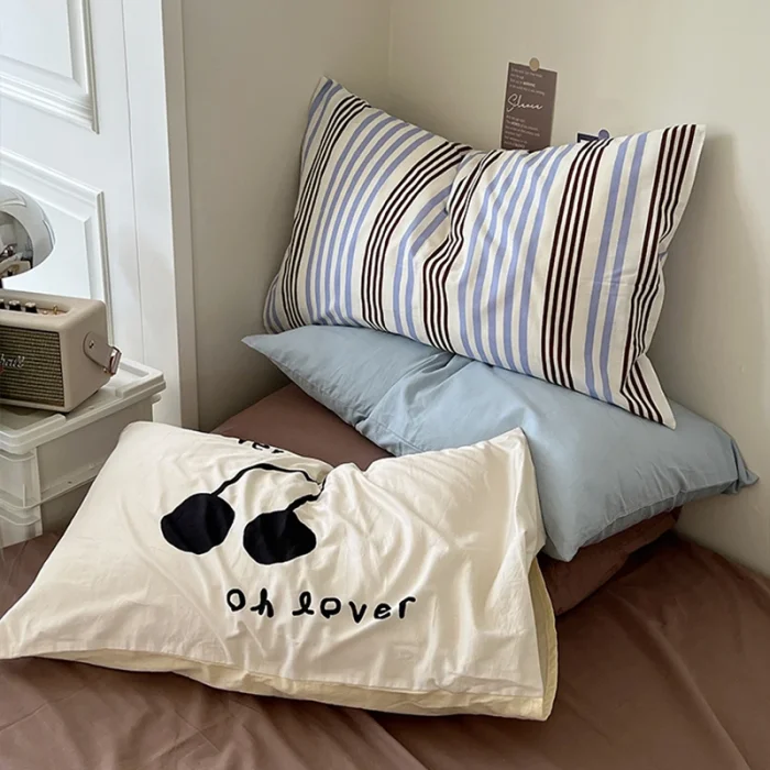 Korean Cotton Stripe Pillowcase Cover