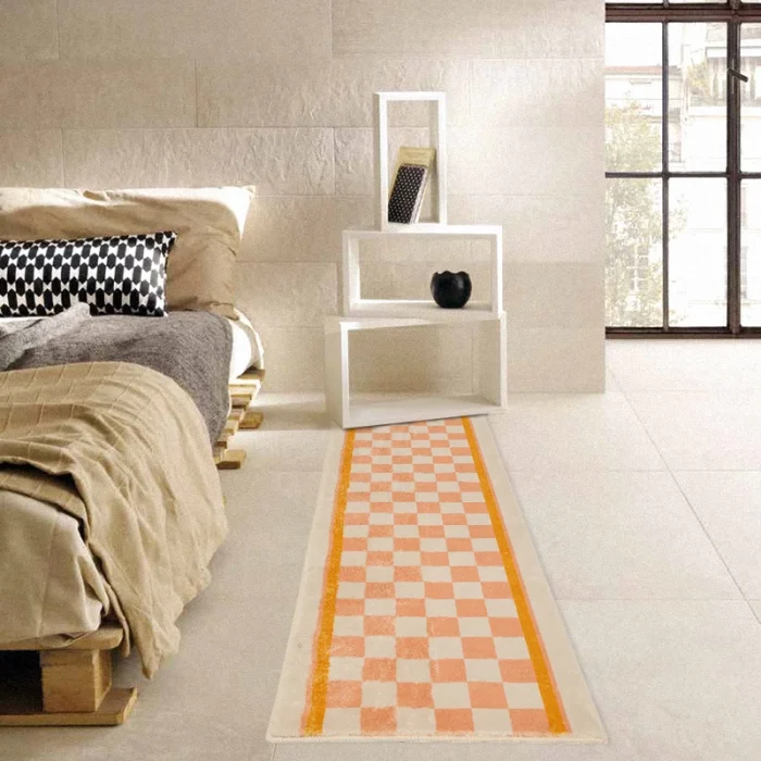 Colorful Grid Soft Bedside Rug