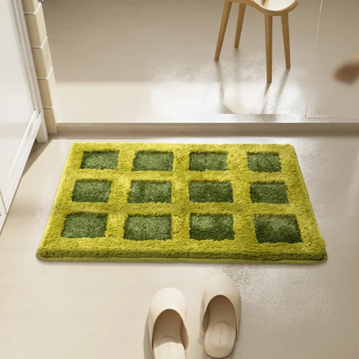 Tufted Green Field Soft Bathroom Rug