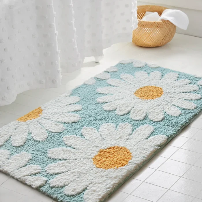 Nordic Daisy Fluffy Bathroom Mat