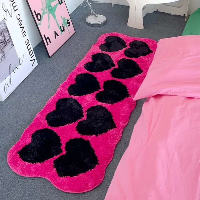 Tufted Pink Heart-Shaped Rug