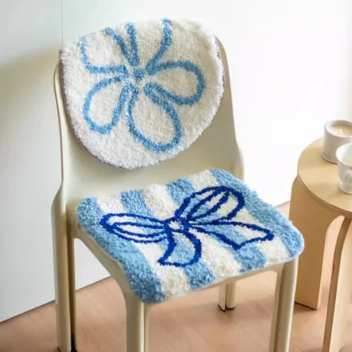 Tufted Bowknot Floral Seat Cushion