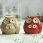 Ceramic Glaze Mother & Child Owl Ornaments