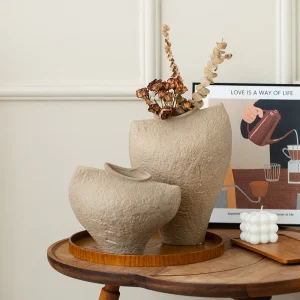 Vintage Brown Coarse Ceramic Vase