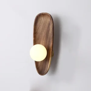 Vintage Wooden Glass Wall Lamp