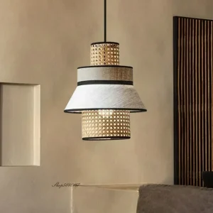 Wabi-Sabi Cloth Rattan Pendant Light