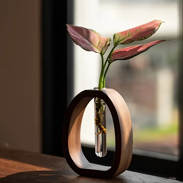 Mini Wood Glass Flower Vase