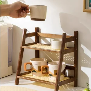 2-Layer Bamboo Coffee Cup Organizer