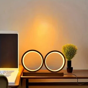 Three-Color Double Circle Desktop Lamp