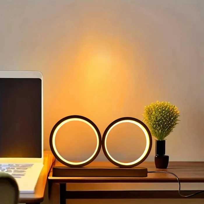 Three-Color Double Circle Desktop Lamp