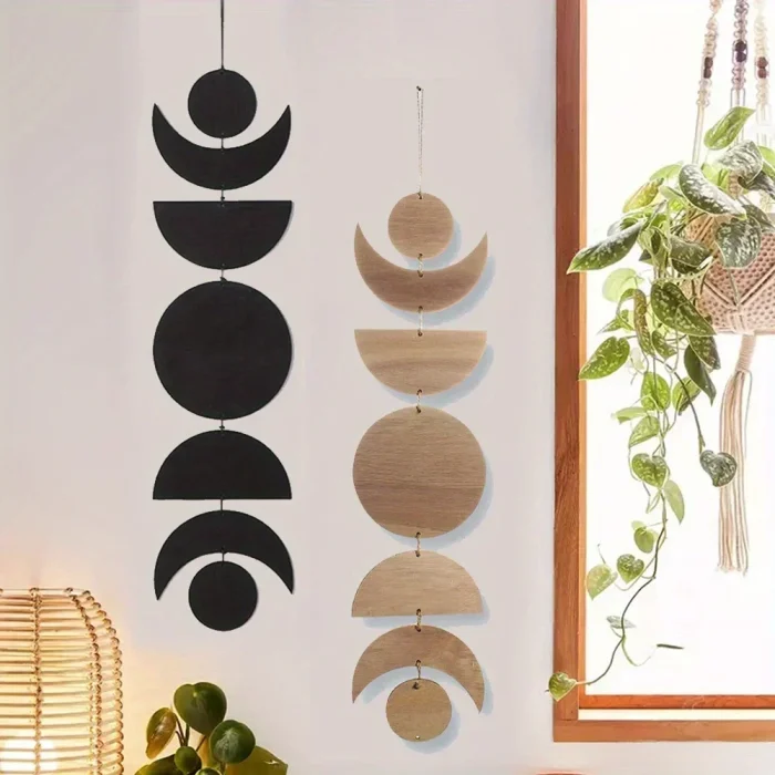 Boho Wooden Moon Wall Pendant