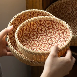 Handwoven Bamboo Round Storage Basket