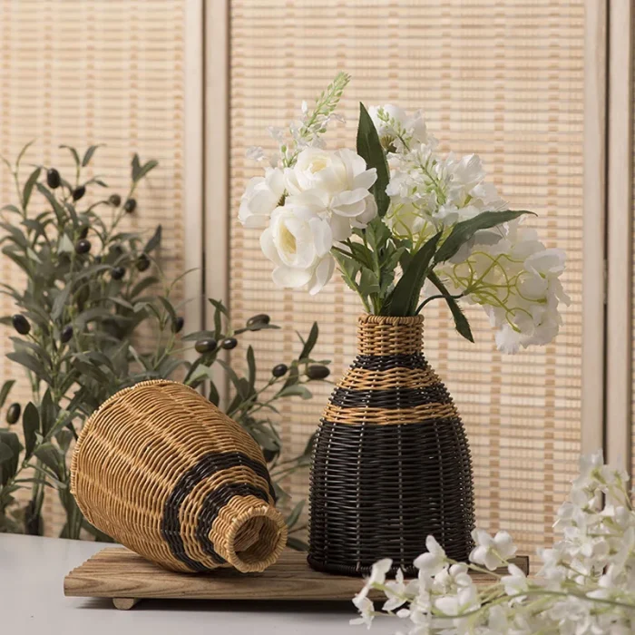 Handmade Woven Imitation Rattan Flower Vase
