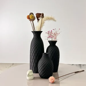 3-Piece Bohemian Spider Web Textured Vase Set