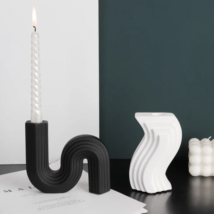 Euro Architectural Ceramic Candlestick Holder