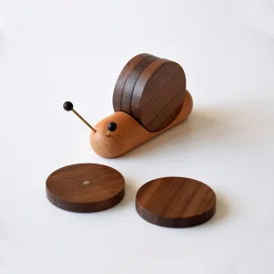 Snail-Shaped Wooden Tea Coaster Set