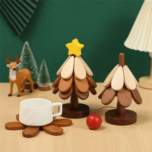 Tree-Shaped Solid Wood Pot Mat