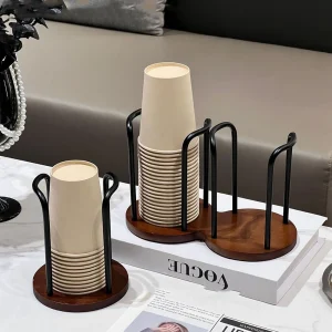 Wooden Disposable Cup Dispenser Rack