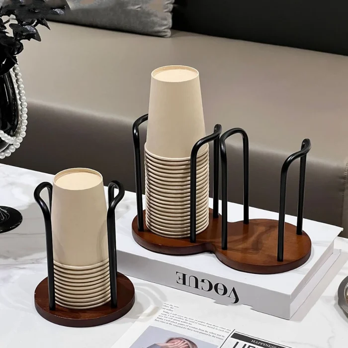 Wooden Disposable Cup Dispenser Rack