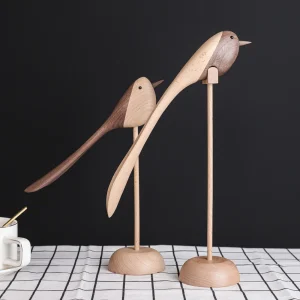 Nordic Wooden Lovebird Figurine Decor